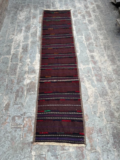 Fantástico Corredor Hecho a Mano Kilim Hecho 100% Lana y Tejido con Excelente Grado