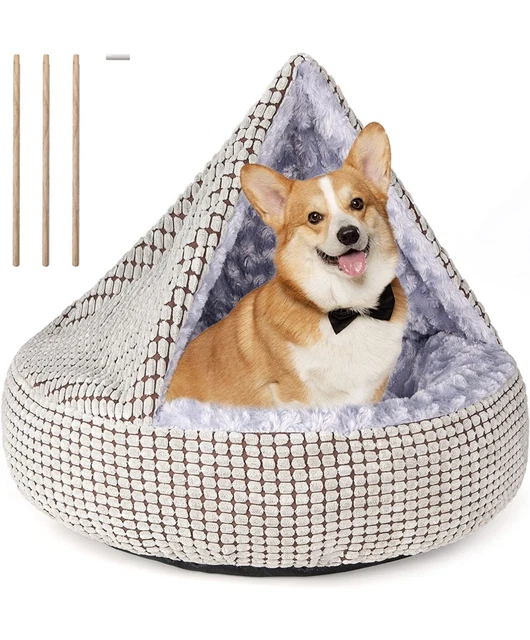 OYSMY Small Medium Dog And Cat Bed, Hooded Burrowing Cave Tent For Pets Washable