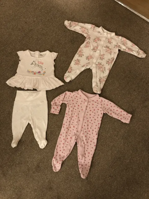 Baby Girls Pink & White Outfit Bundle up to 1 month, Nutmeg, George, F&F, H&M
