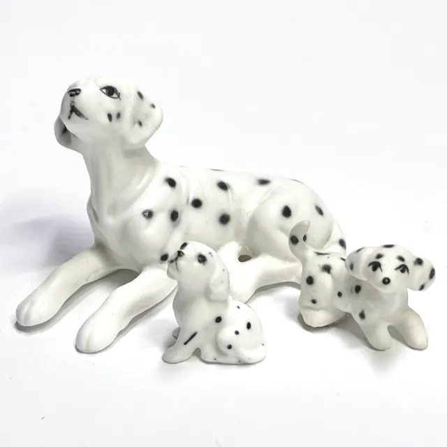 Vintage Set of 3 Bone China Miniature Dalmatian Dog Figurines Made In Japan