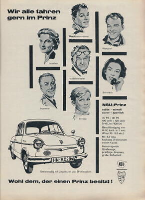 1 Reklame Werbeanzeige Original-Werbung 1959 NSU NSU-Prinz 