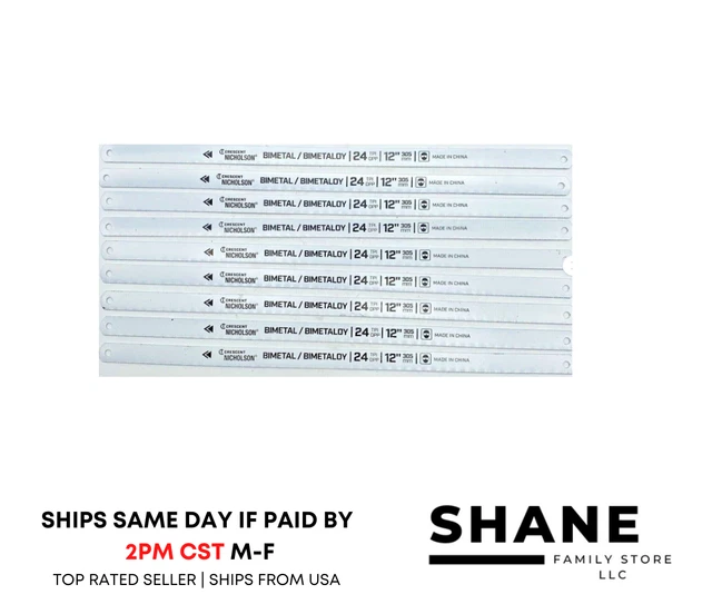 (9 PACK) Nicholson 62832N Bimetal 24 TPI 12" Hacksaw Blades SHIPS SAME DAY