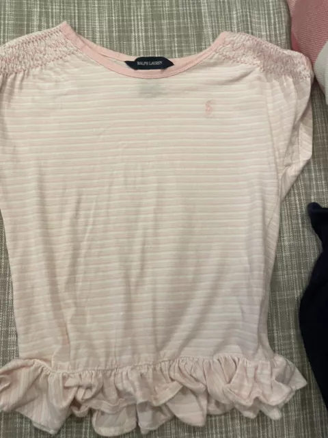 Ralph Lauren Pink Striped Girls Top Size 6x