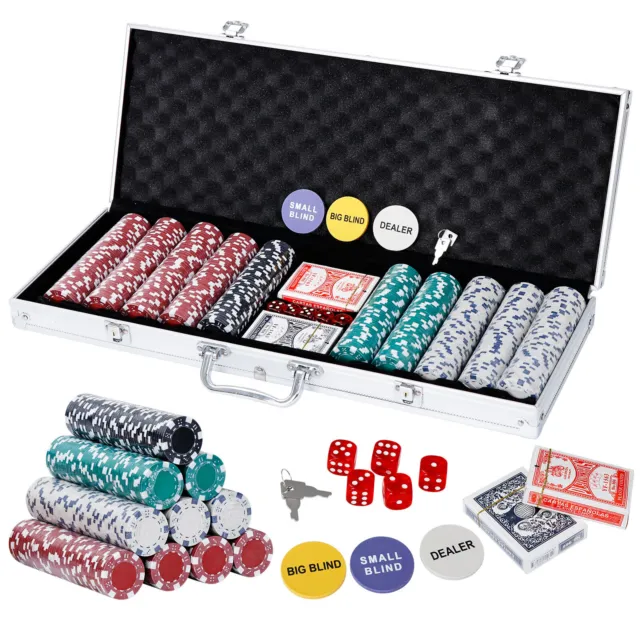 Poker Chips 500PCS 11.5 Gram Poker Chip Set Texas Blackjack Game w/Aluminum Case