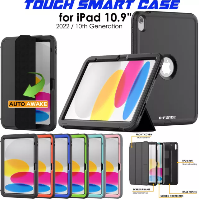 Coque de Protection Folio iPad 10.2 2021/2020/2019, iPad 9/8/7ème Gén,  Smart Cover Housse Antichoc avec Fonction Support, Noir