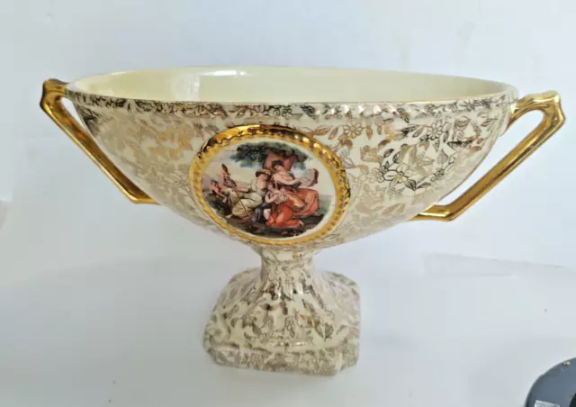 Vintage Empire Ware England Chintz Victorian Style Pedestal Base Compote 1940's