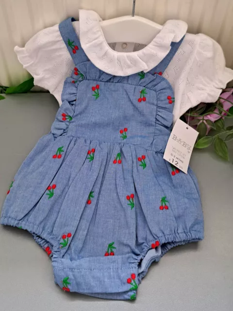 Baby Girl 0-3 Months BNWT Matalan Gorgeous Dungaree Set