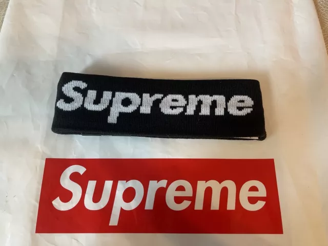 SUPREME x New Era Big Logo Headband Black / White One Size NEW! F/W 2018