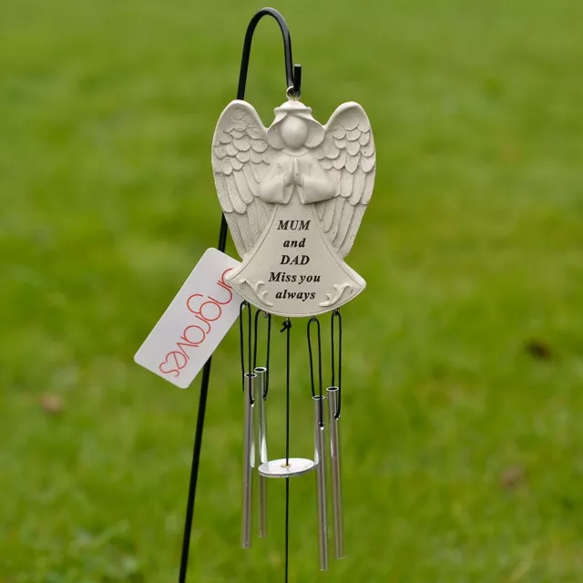 Mum & Dad Guardian Angel Miss You Always Graveside Memorial Wind Chime Plaque