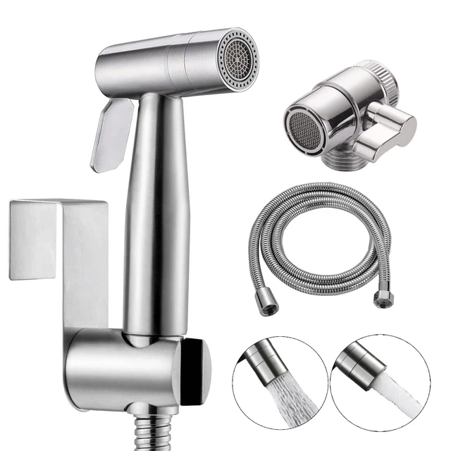 Kit Idroscopino Per WC In Ottone Portatile – Doccetta Con Azionamento A Leva E Monogetto, Shut-Off