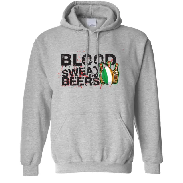 Ireland Rugby Supporter Hoodie Blood, Sweat And Beers Six Nations Sports Fan