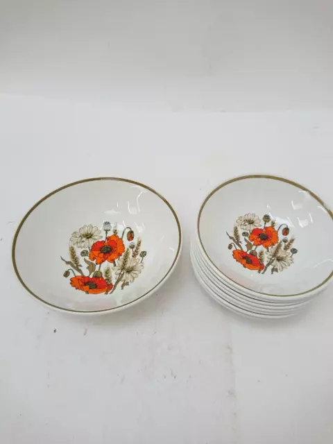 Vintage 1970s Retro Poppy Design J & G Meakin Studio 8 X 17cm Bowls & Serving