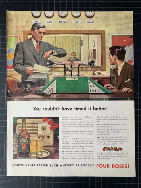 Vintage 1940s Four Roses Whiskey Print Ad