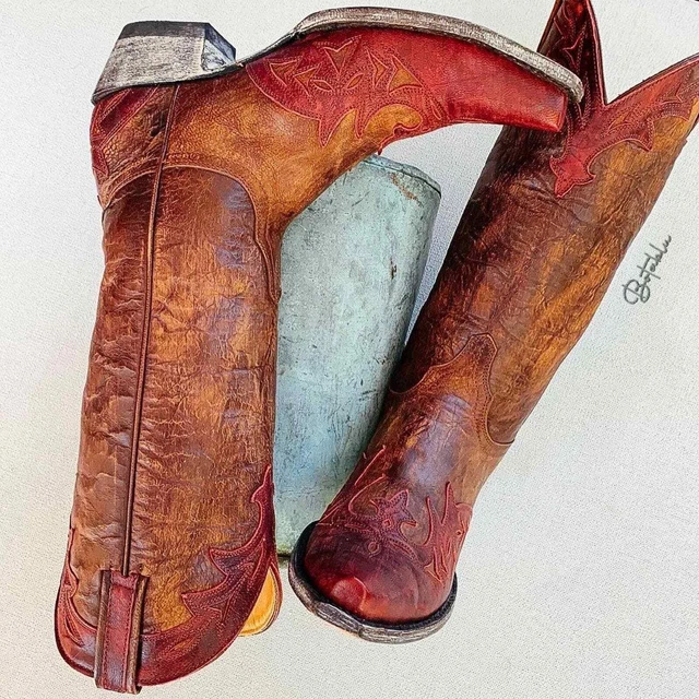 OLD GRINGO Near-New Brown Red Leather Tall Cowgirl Cowboy Western Boots Size 7.5