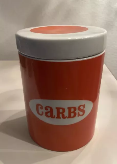 JONATHAN ADLER HAPPY Chic Carbs Ceramic Canister with Lid Orange White ...