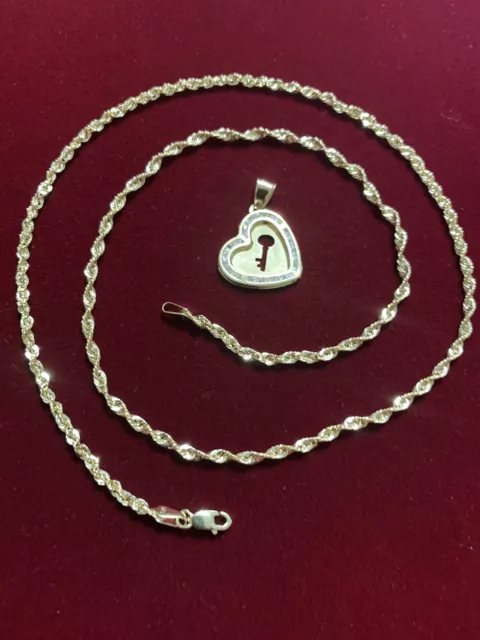 Chaîne de corde en or 10 carats et pendentif cœur chaîne en or 10 carats et chaîne charme cœur OR