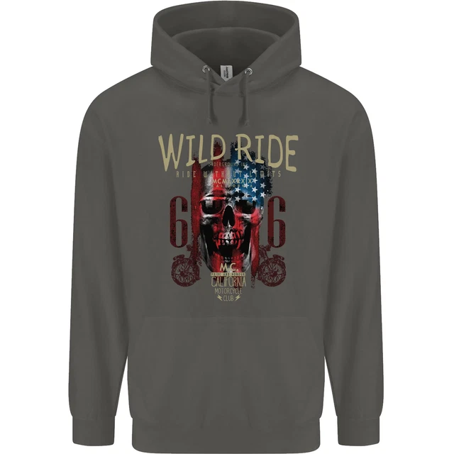 Felpa con cappuccio Biker USA Bandiera Teschio Moto Moto Bambini Bambini 11