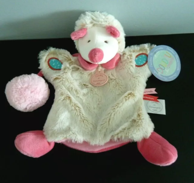 *. Doudou Et Compagnie Marionnette Herisson Rose Lovely Beige Bleu Pompon Neuf