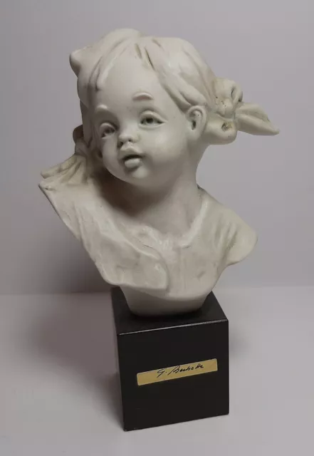 Scultura G. FLAVIA BARBETTA Porcellana Biscuit Mezzo Busto Bambina Italia cm 14