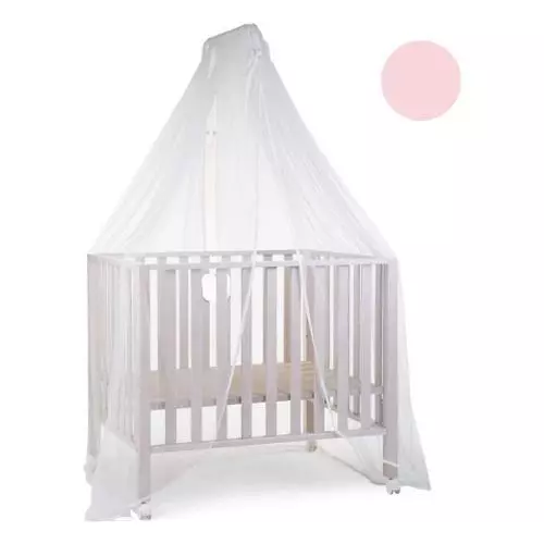 Zanzariera lettino Baby Idea 6020RS con asta Bianco e Rosa
