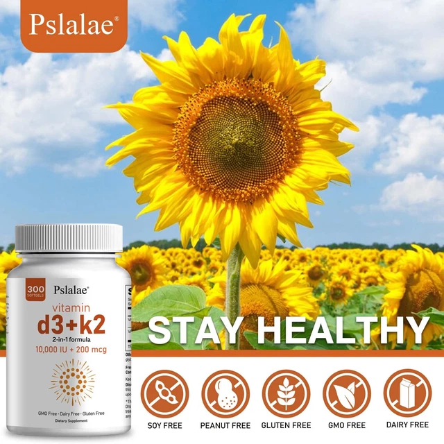 VITAMIN D3 10000 IU + K2 MK7 200mcg Strong Bones and Muscle Health