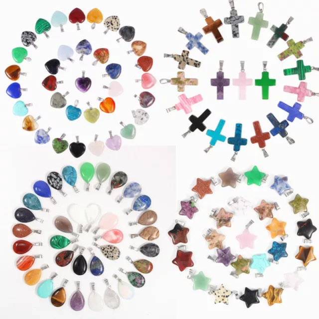 50PCS Multiple Shape Healing Crystal Gemstone Natural Stone Pendant for Jewelry