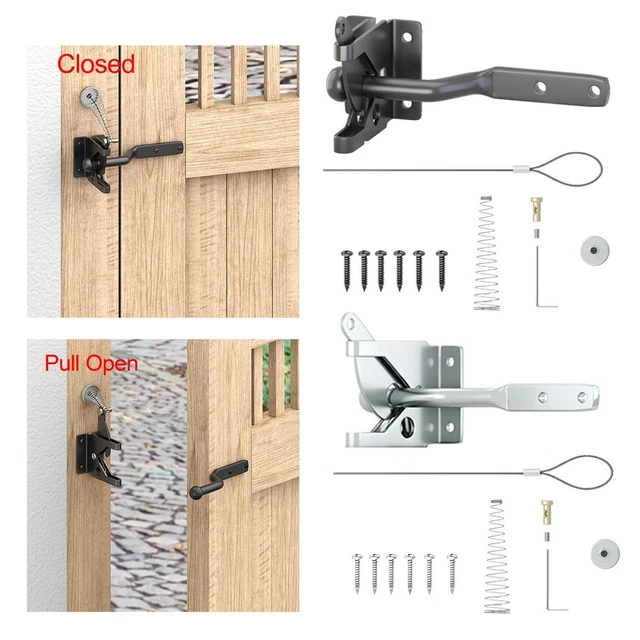 HEAVY DUTY FENCE Gate Latch Self Locking Cable Pull Gravity Latch Door