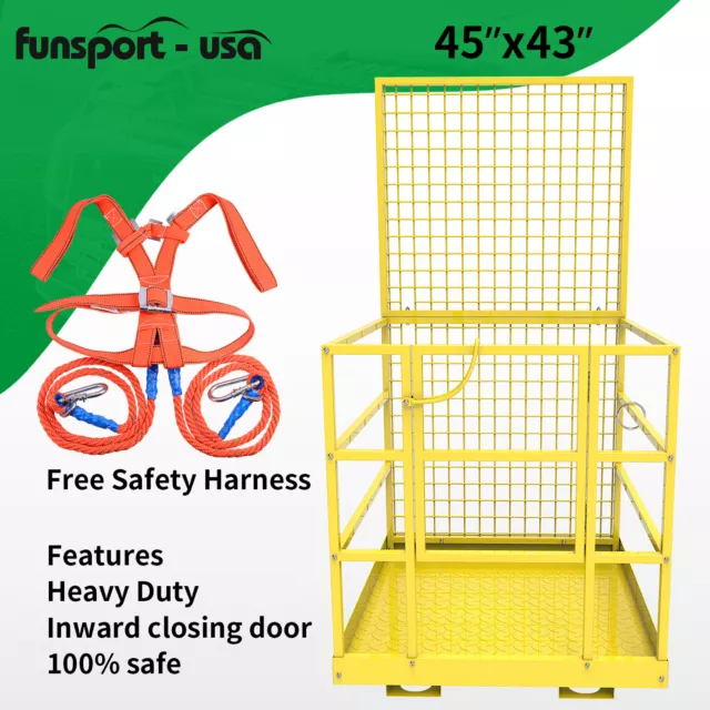 45x43 Inch Forklift Safety Cage Basket Man Work Stand Platform 1300LBS Capacity