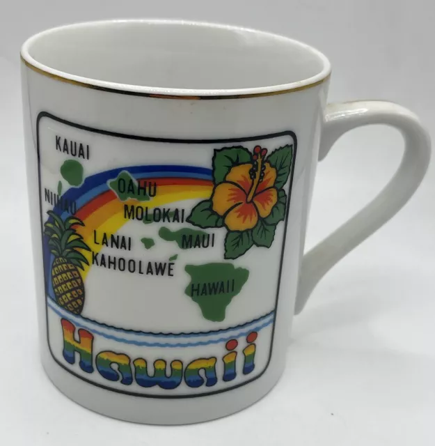 Hawaii Islands RB Coffee Mug Cup Made In Japan Vintage Gold Trim