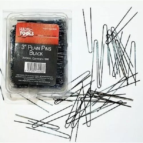 50  Hair Tools Plain Extra Long Straight Black Metal Hair 3" Roller Pins