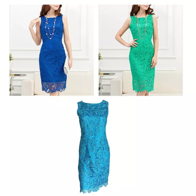 Sleeveless Lace Party / Race Dress In Blue, Green, Teal Size 12, 14, 16, 18
