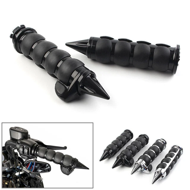 1" Spike Black Hand Grips For Harley Chopper Bobber Cruiser Sportster Motorcycle