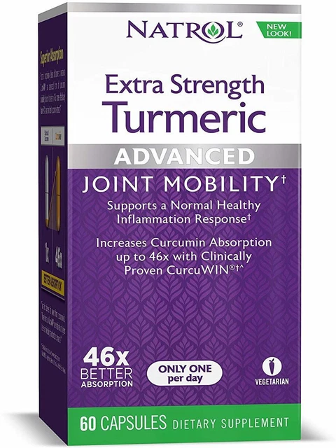 Extra Strength Turmeric Advanced Joint Mobility by Natrol, paquete de 60 cápsulas de 3