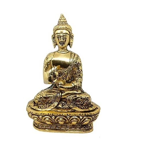 Buddha Brass Statue Blessing Antique Tibetan Idol for Peace Sculpture Handmade
