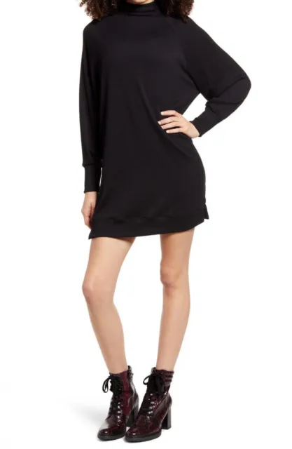 socialite Womens Long Sleeve Textured Knit Shift Dress XS