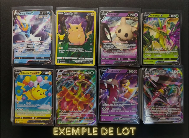 Lot 200 Cartes Pokémon Françaises Officielles + 20 Brillantes - Sans Doublons, Avec Autocollants Et énergie