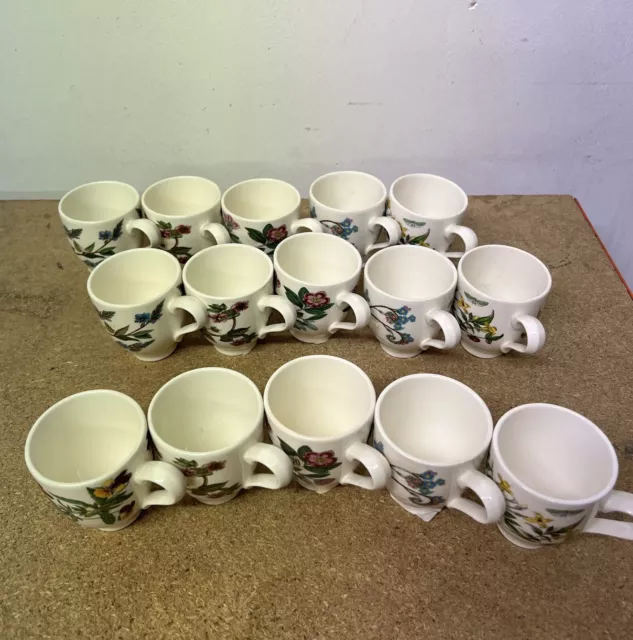 Portmeirion Botanic Garden Coffee Cups And Saucers. Set Of 18.