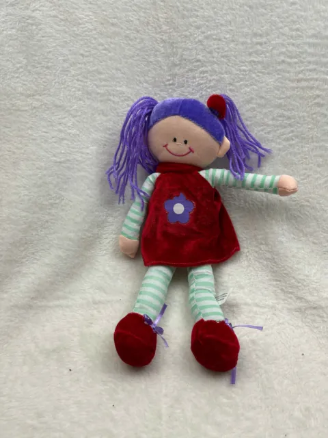 Character co rag doll red dress purple hair