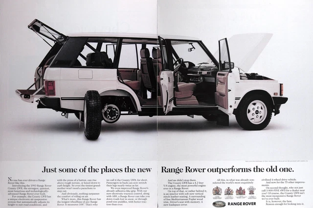 1993 RANGE ROVER COUNTY LWB GENUINE Vintage Ad ~ FREE SHIPPING!