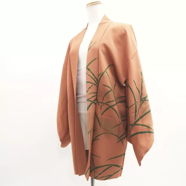 9279E5 Silk Vintage Japanese Kimono Haori Jacket Grass