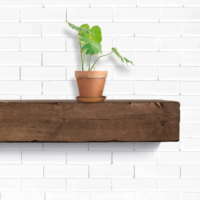 Fireplace Mantel, Rustic, Shelf, Floating Mantle, Real Wood, Beam,  (Provincial,