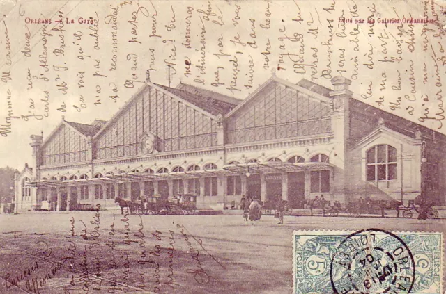 CPA 45 LOIRET - ORLEANS - La Gare Voyageurs Attelages 1904 Animée