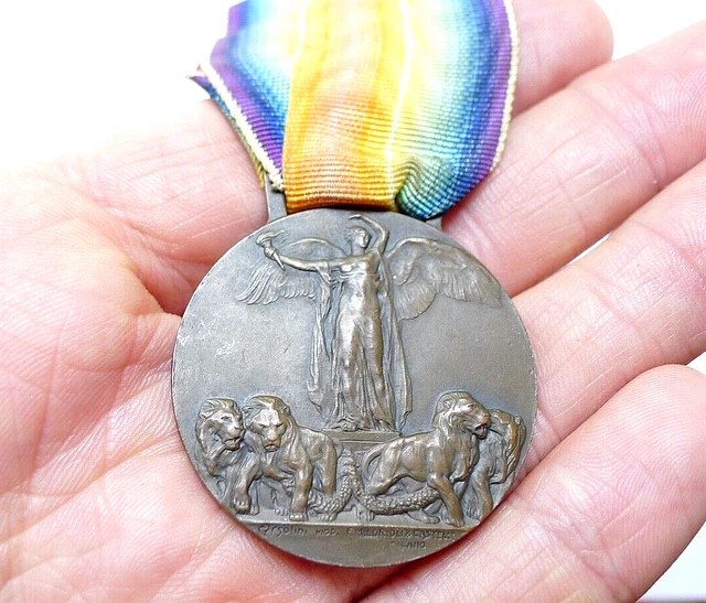 Medaglia Militare Prima Guerra Mondiale Ww1 Interalleata Nastrino Originale