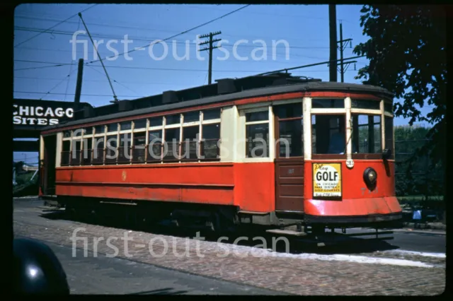 D DUPLICATE SLIDE - CTA Chicago 713 Trolley Electric 1950s