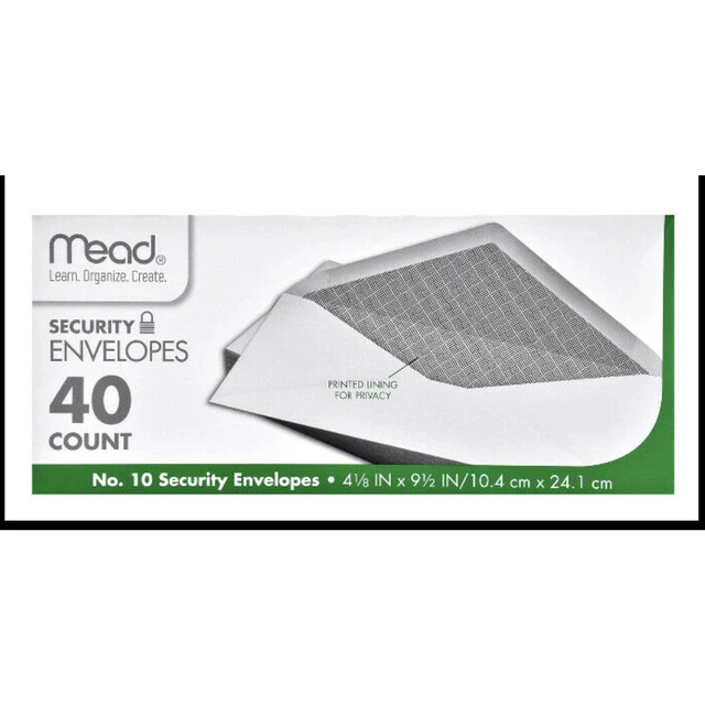 Mead Security Privacy Envelopes, No. 10, 4-1/8" x 9-1/2" (40 Count)
