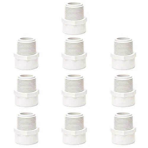 PVC Male Adapter Pipe Fittings - 10pcs 1/2 Inch White - Schedule 40