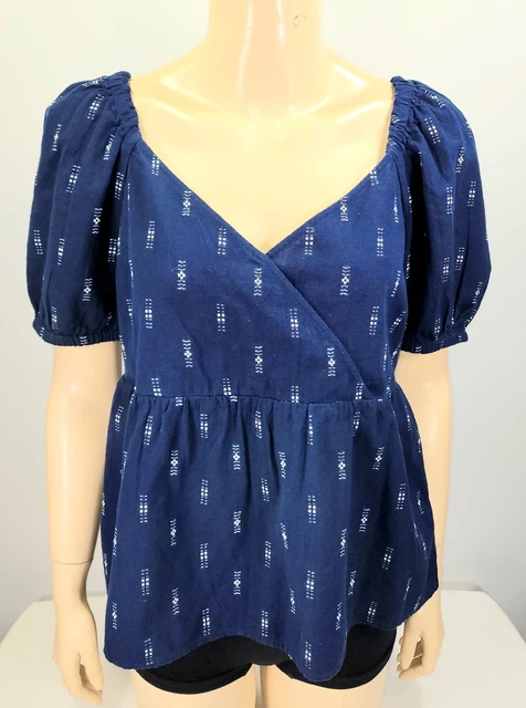 Madewell Navy Jacquard Woven Puff Sleeve Empire Waist Top, Sz M NWT Madewell Navy Jacquard Woven Puff Sleeve Empire Waist Top, Sz M NWT