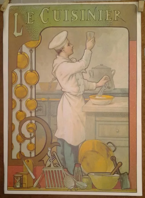 Affiche Petit Metier Le Cuisinier Casserole Artisanat Cuisine Repas Diner Chef