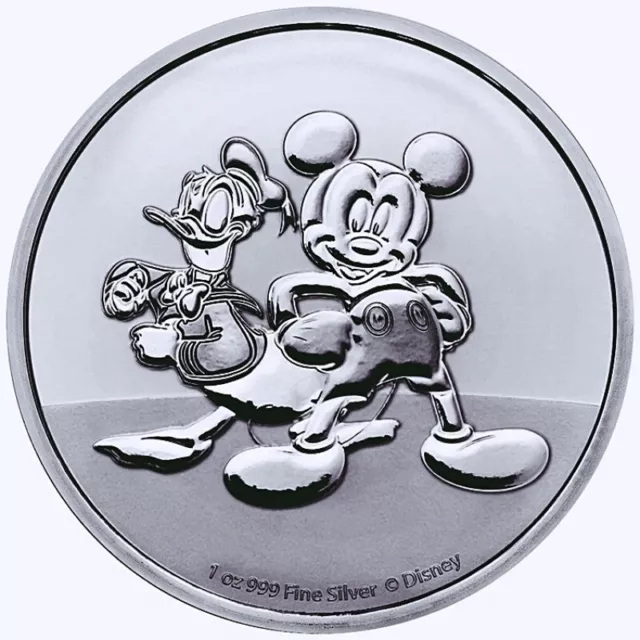 NIUE 2 Dollars Argent 1 Once Donald et Mickey 2023