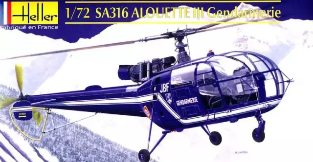 Heller - SA316 SA-316 Alouette III Gendarmerie Modell-Bausatz 1:72 NEU OVP Tipp